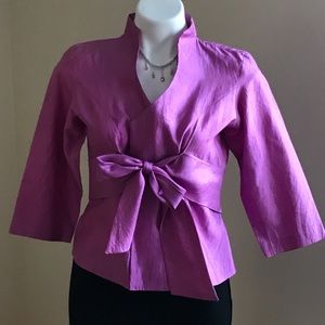 Ockpoptok Beautiful Silk Pink Tie In Front Half Sleeve’s  Blouse  Size L
